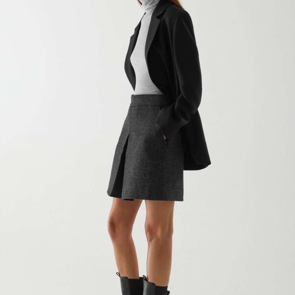 COS Pleated A-Line Wool-Cashmere Mini Skirt